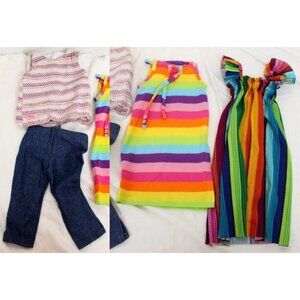 18" Doll Clothing Lot Handmade OG Dress Jeans Shirt 4pc Lot Rainbow Stripes